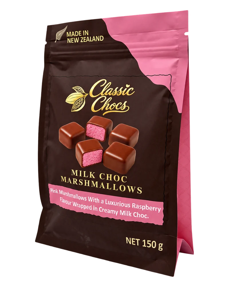 Classic Chocs Milk Choc Marshmallows, 150 g bag